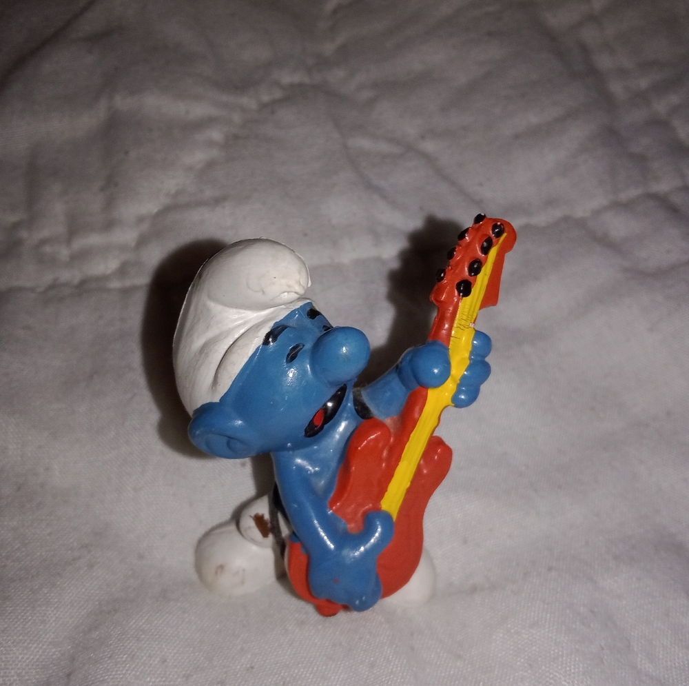 Rock N Roll Smurf With Guitar 1980 Figure Peyo - Picture 3 of 7